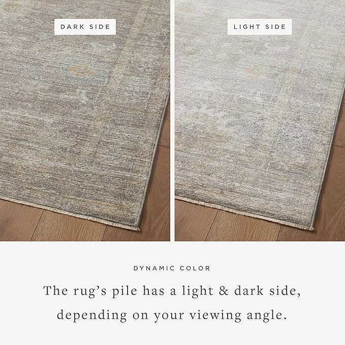 Loloi Magnolia Home by Joanna Gaines Millie Collection MIE-05 Stone/Natural 3'-6" x 5'-6", .25" Pile Height, Accent Rug