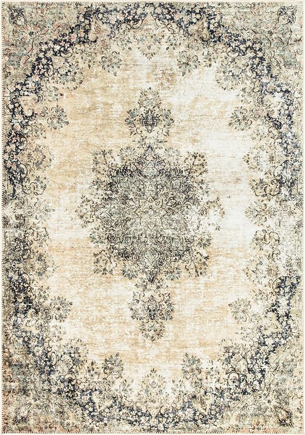 Keen Home Design 3x5 Rug - Machine Washable Entry Rug with Non-Slip Backing, Ideal for Enteryway, Kitchen, Bathroom, Laundry Room - Vintage, Easy Clean, Durable, Low Pile - (3' x 5')