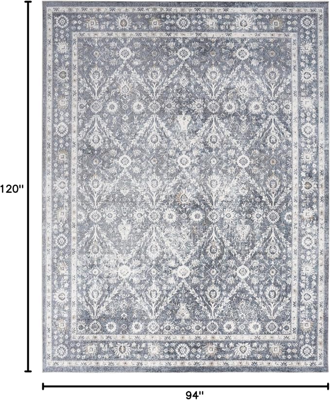 Nourison Home Astra Machine Washable Dark Blue 7'10" x 10' Area Rug - Easy Clean, Non Shedding, Bed Room, Living Room, Dining Room, Kitchen (8' x 10')