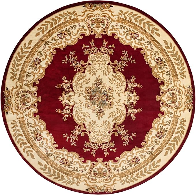 Rugs.com Chateau Collection Rug – 13' Round Red Medium Rug Perfect for Kitchens, Dining Rooms