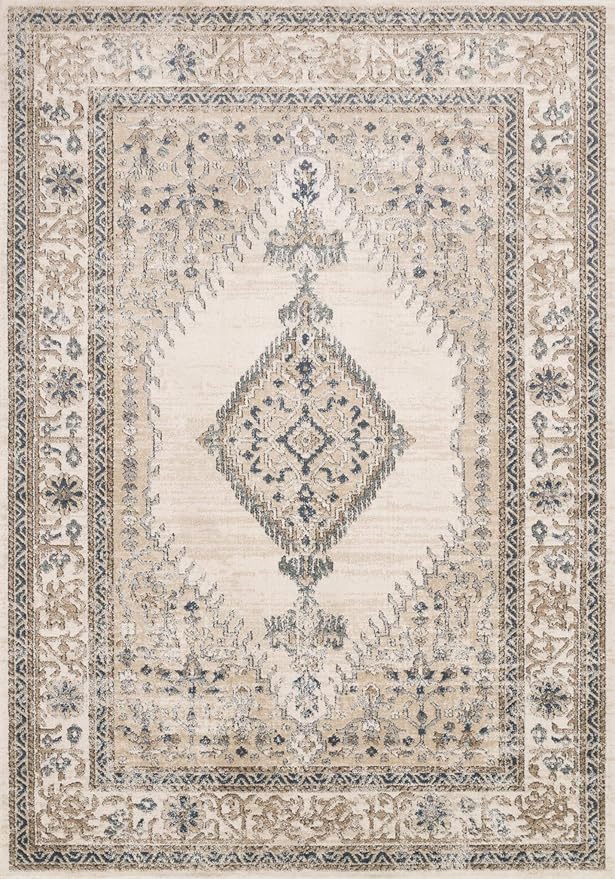 Loloi Teagan Collection TEA-02 Oatmeal/Ivory 7'-11" x 10'-6" Area Rug, Large, Soft Neutral Rug, High-Traffic for Living Room, Bedroom, Home Office, Dining Area