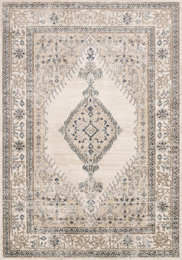 Loloi Teagan Collection TEA-02 Oatmeal/Ivory 2'-8" x 4' Accent Rug, Large, Soft Neutral Rug, High-Traffic for Living Room, Bedroom, Home Office, Dining Area