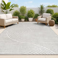 JONATHAN Y Hallie High-Low Curve Gray/Ivory Indoor/Outdoor Area Rug, 5x8, Minimalist, Pet Friendly, Non-Shedding, Stain Resistant, Hose-Washable for Backyard, Patio, Porch (SCN100A-5)