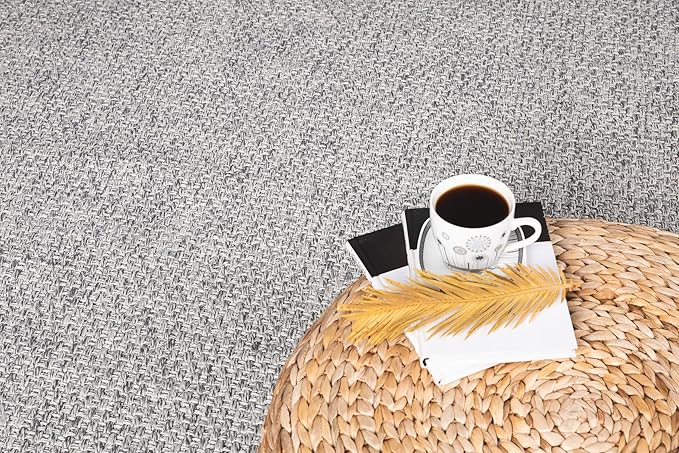 CAMILSON Indoor and Outdoor Runner Rug Gray Solid Boho Woven Design Easy-Cleaning Non Shedding Farmhouse Living Room Bedroom Garden Patio and Kitchen Washable Outside Carpet Alfombras (2x7)