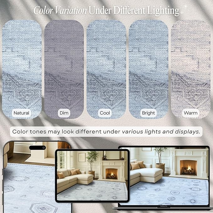 Fame Rugs Turkish Rug. Washable Vintage Oriental Antique Inspired Traditional Doormat Small Modern Area Rugs Luxury Entryway Entry Bedroom Bathroom Kitchen (394GG, 2'5 x 6'9)
