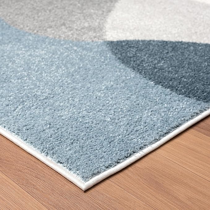 Abani Deco Collection Area Rug - Cream/Blue Mid-Century Design - 4' x 6' - Easy to Clean - Durable for Kids and Pets - Non-Shedding - Medium Pile - Soft Feel - for Living Room, Bedroom & Office