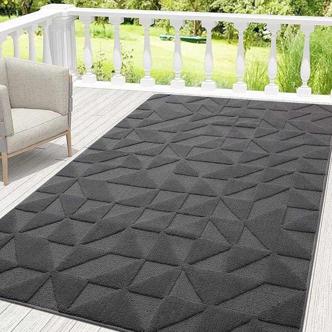 OLANLY Door Mats Indoor, Non-Slip, Absorbent, Dirt Resist, Entrance Washable Mat, Low-Profile Inside Entry Doormat for Entryway (71x47 inches, Dark Grey)