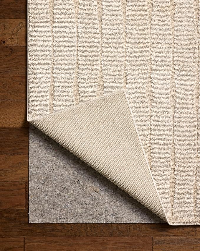Loloi Chris Loves Julia Calvin Collection CLV-02 Ivory/Oatmeal 2'-7" x 7'-6" Runner Rug Checkered Neutral Soft Living Room Bedroom Carpet