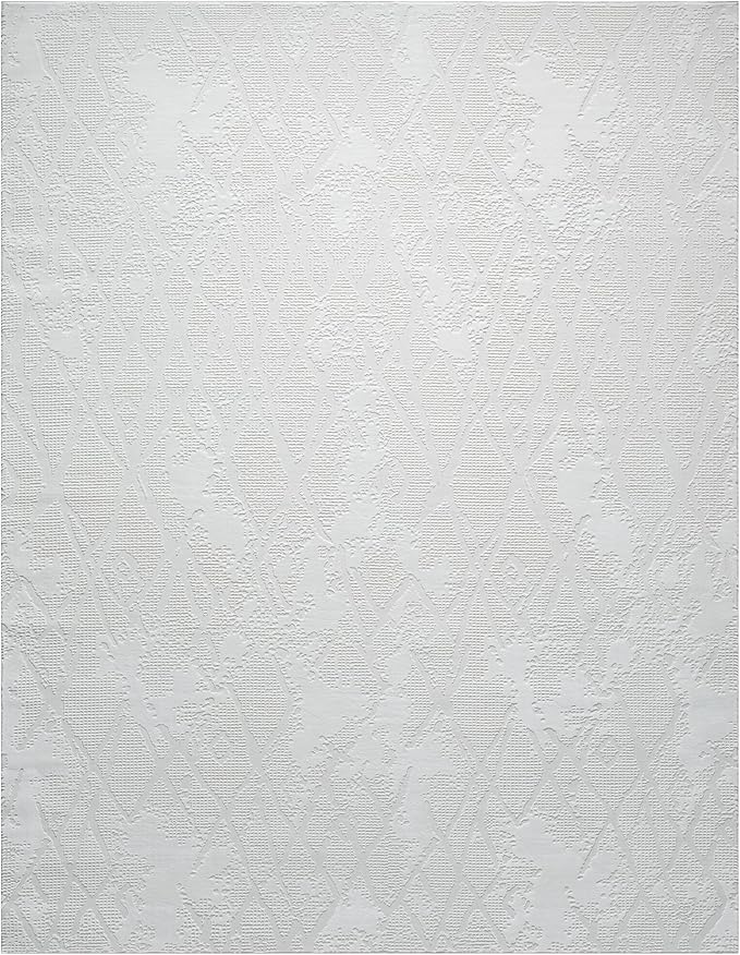 Adel Modern Area Rug for Living Room, 8x10 Rustic Distressed Abstract Large Cream Neutral Rug, Medium Pile Stain Resistant Carpet for Bedroom, Dining Room or Kitchen (8' x 10', Cream)