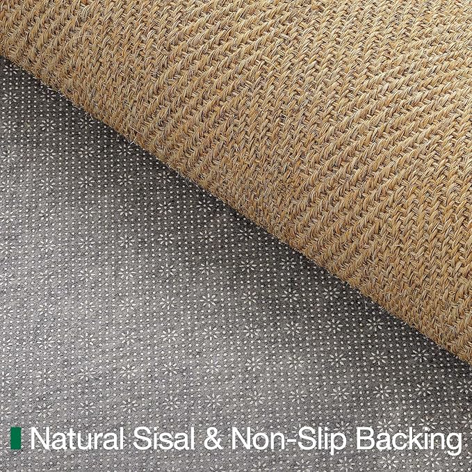 LUMI Handwoven Sisal Door Mat, Non-Slip Durable Entryway Mat, Welcome Front Doormat, Solid Floor Mats for Entrance, 36"x60", Herringbone Sisal