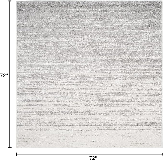SAFAVIEH Adirondack Collection Area Rug - 6' Square, Ivory & Silver, Modern Ombre Design, Non Shedding & Easy to Clean, Ideal for Living Room, Bedroom, Office, Dining Space (ADR113B)