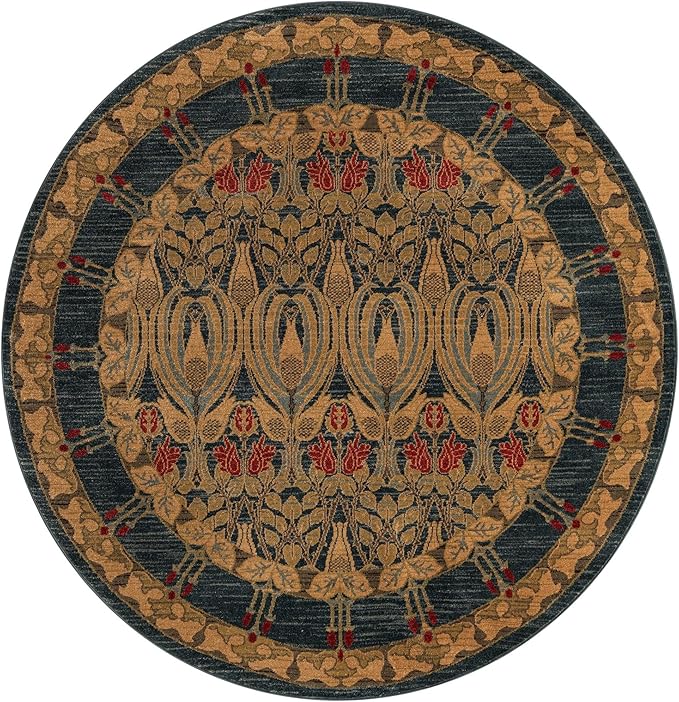 Rugs.com Chelsea Collection Rug – 6' Round Navy Blue Medium Rug Perfect for Kitchens, Dining Rooms