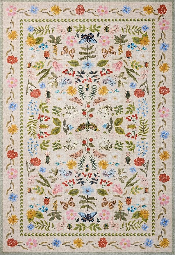 Loloi Rifle Paper Co. Canopy Collection CNP-04 Cream/Multi 2'-0" x 3'-0" Accent Rug