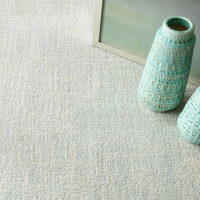 Dash and Albert Crosshatch Wool Area Rug - 2' x 3' Sky Blue Solid Hand Micro Hooked Accent Rug - Durable, High Traffic Areas Bedroom, Hallway, Stairs - Premium Luxury Hotel Quality Soft Breathable