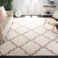 SAFAVIEH Dallas Shag Collection Area Rug - 8'6" x 12', Ivory & Beige, Trellis Design, Non-Shedding & Easy Care, 1.5-inch Thick Ideal for High Traffic Areas in Living Room, Bedroom (SGD257B)