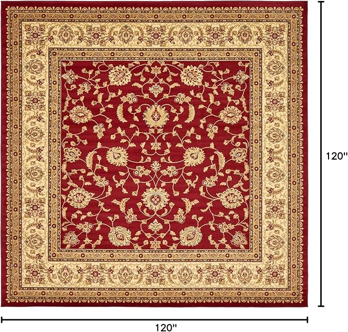 Unique Loom Voyage Collection Traditional Oriental Classic Intricate Design Area Rug (10' 0 x 10' 0 Square, Red/Gold)