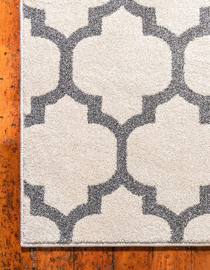 Rugs.com Lattice Collection Rug – 7x10 Beige and Gray Medium-Pile Rug Perfect for Bedrooms, Dining Rooms, Living Rooms