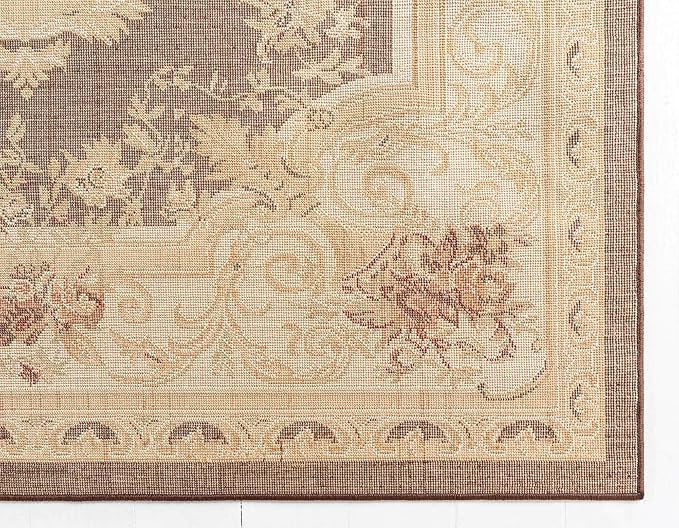 Unique Loom Versailles Collection Traditional Classic Floral Motif Area Rug (7' 0 x 10' 0 Rectangular, Brown/ Ivory)