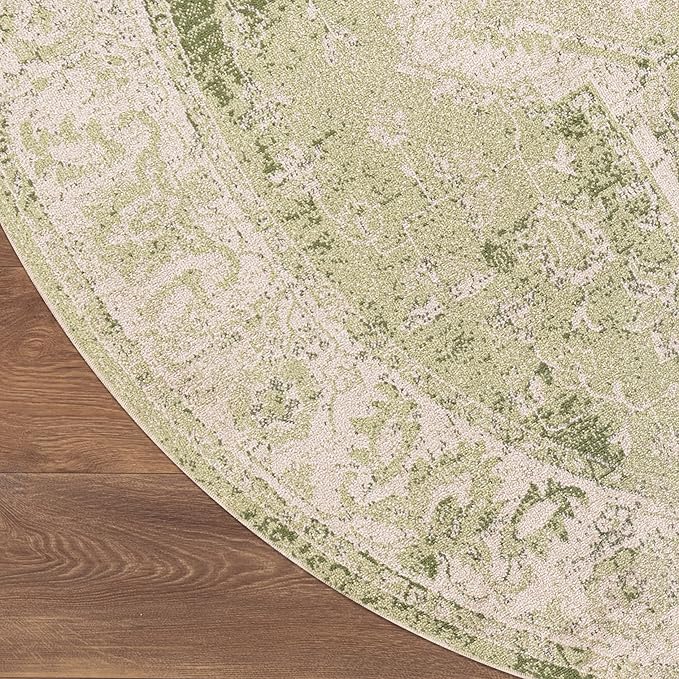 Nourison Home Astra Machine Washable Blue Green 7'10" x Round Area Rug - Easy Clean, Non Shedding, Bed Room, Living Room, Dining Room, Kitchen (8' x Round)