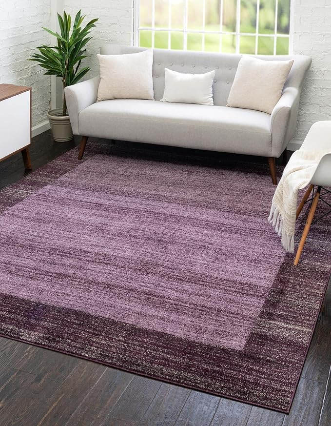 Rugs.com Angelica Collection Rug – 8 Ft Square Violet Medium Rug Perfect for Living Rooms, Kitchens, Entryways