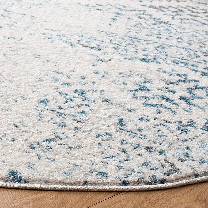 SAFAVIEH Tulum Collection Area Rug - 5' Round, Ivory & Turquoise, Moroccan Boho Tribal Design, Non-Shedding & Easy to Clean, Ideal for Living Room, Bedroom, Dining Space (TUL272E)