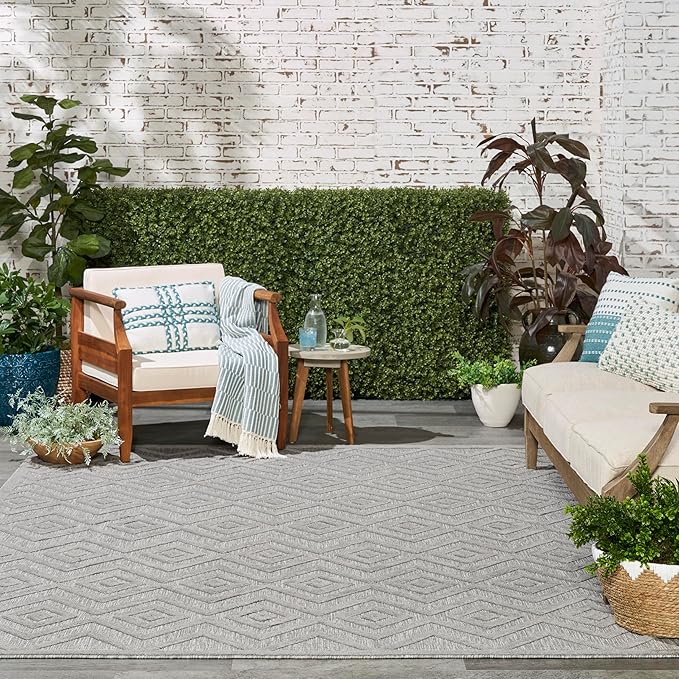 Nourison Home Versatile Silver Grey 7' x 10' Area Rug - Easy Clean, Non Shedding, Bed Room, Living Room, Dining Room, Kitchen (7' x 10')