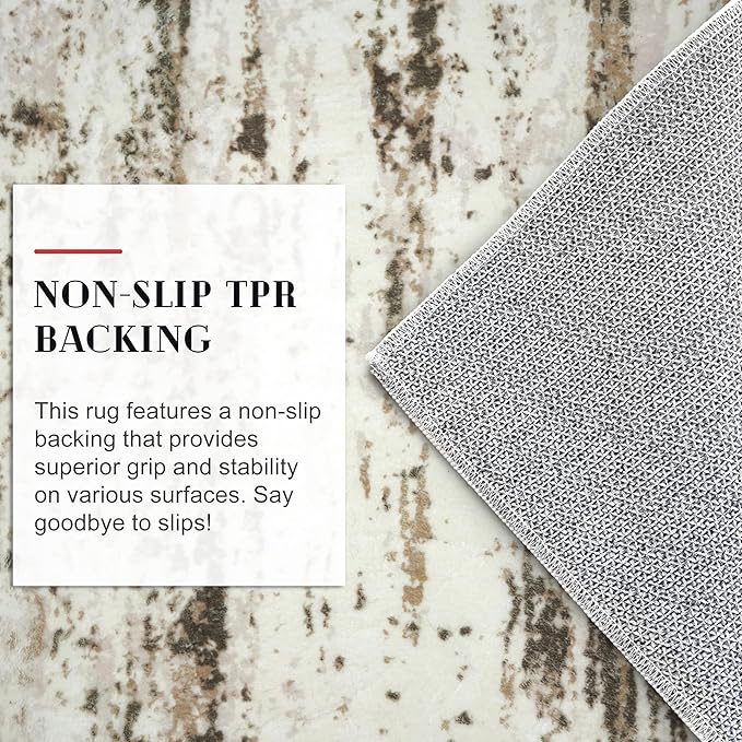 Modern Abstract Small Area Rug Indoor 3x5 Washable Rug Non-Slip Soft Entryway Rug Beige Kitchen Mats Thin Print Faux Wool Floor Carpet Throw Rugs for Entrance Bedroom Office Home Decor