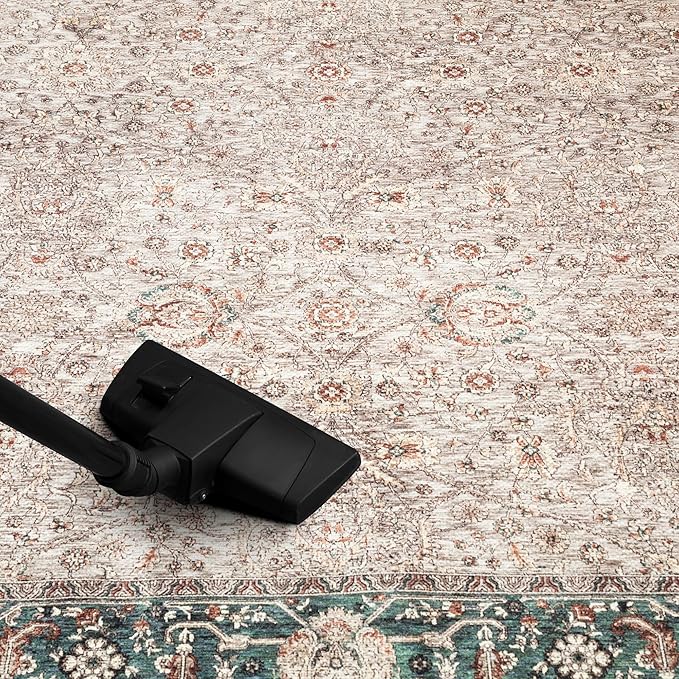 Keen Home Design 6x9 Rug - Machine Washable Area Rug with Non-Slip Backing, Ideal for Living Room, Dining Room, Bedroom - Vintage, Easy Clean, Durable, Low Pile - (6' x 9')