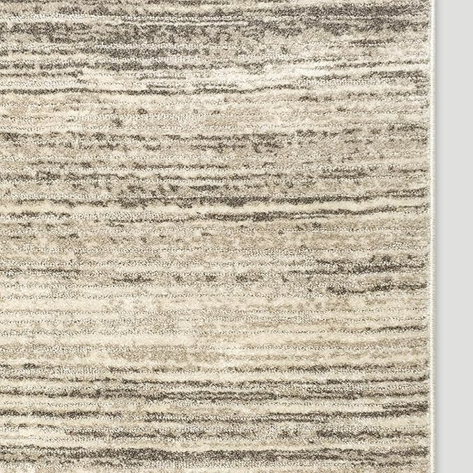 Well Woven Custom Size Hallway & Stair Runner- Harlow Delphi Cream Beige 31 Inches Wide x 21 Feet Long Runner (31" x 21') Runner Rug - Modern Stripes Pattern, Ultra-Soft, Easy-Clean
