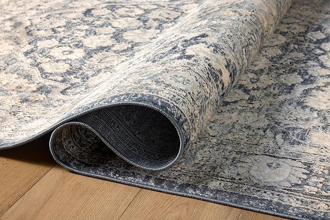 Loloi Teagan Collection TEA-01 Denim/Mist 2'-8" x 10'-6" Runner Rug, Large, Soft Neutral Rug, High-Traffic for Living Room, Bedroom, Home Office, Dining Area