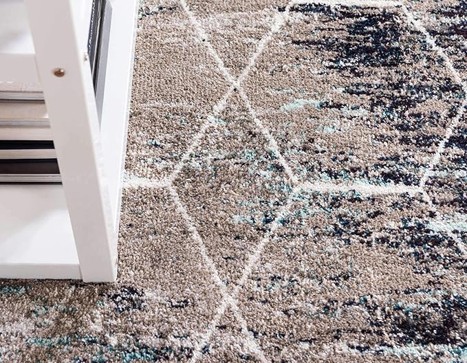Unique Loom Trellis Frieze Collection Area Rug - Geometric (6' x 9', Blue Multi/ Ivory)