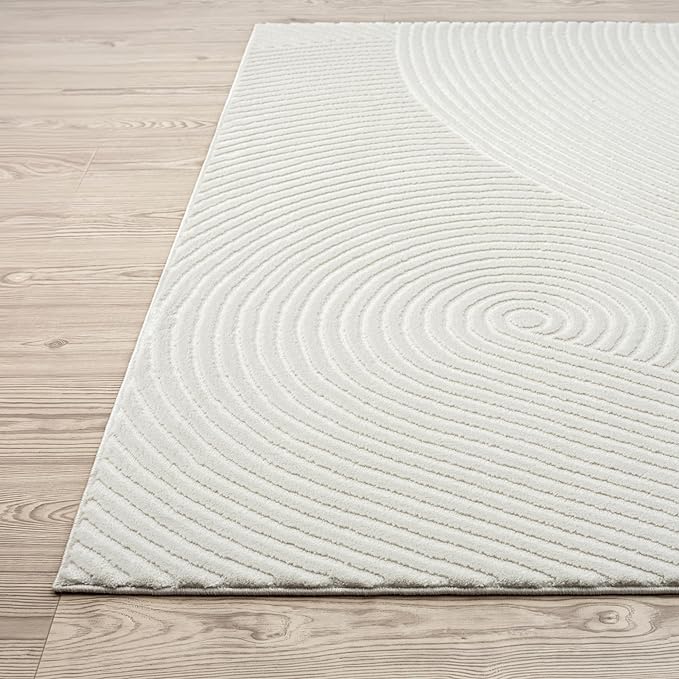 Abani Cream Area Rug for Living Room, Bedroom- Zen Reiki Pattern- 2'6" x 6' -Durable & Easy to Clean