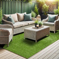 Ottomanson 6'6" x 54' Artificial Faux Grass Rug - Realistic Turf with UV Protection - Perforated for Easy Drainage - Durable, Hose-Off Synthetic Lawn Carpet for Indoor & Outdoor Use, Green