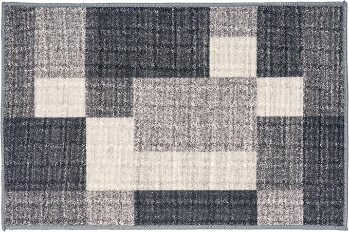 Rugshop Gray Modern Geometric Boxes Non-Slip Area Rug Non-Shedding for Entryway, Laundry Room and Small Spaces, 2'7" x 4'
