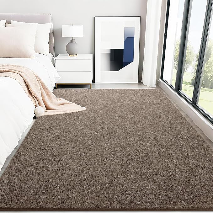 HQAYW 6x9 Large Area Rugs for Living Room Bedroom, Modern Thickened Memory Foam Soft Rug, Low Pile Minimalist Washable Non Slip Carpets for Kids Girls Boys Nursery Dorm Home Decor, Brown