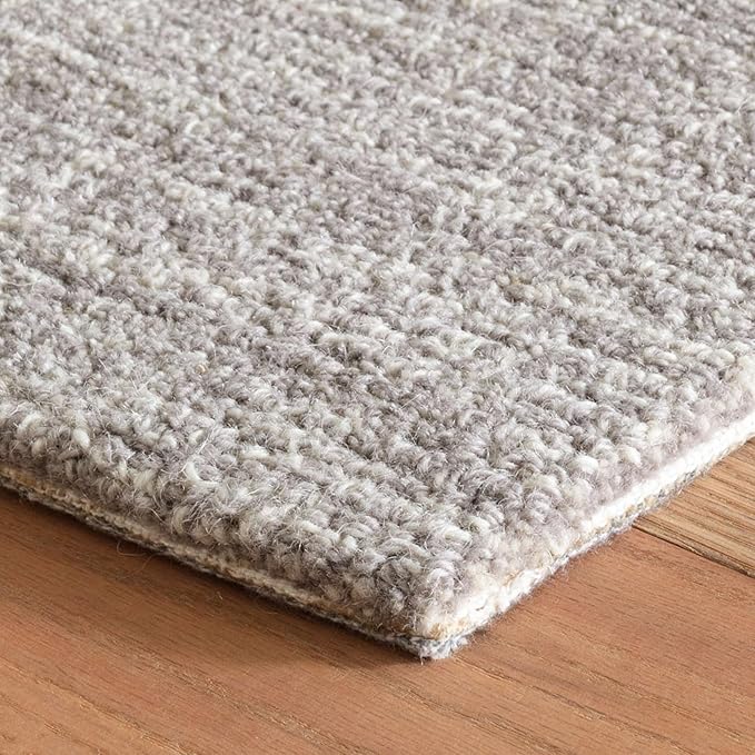 Dash and Albert Crosshatch Wool Area Rug - 3' x 5' Dove Grey Solid Hand Micro Hooked Accent Rug - Durable, High Traffic Areas Bedroom, Hallway, Stairs