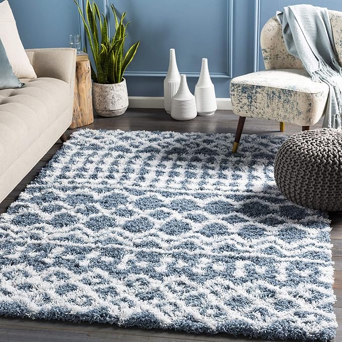 Livabliss Hapsburg Moroccan Shag Area Rug, 5'3" x 7'3", Denim
