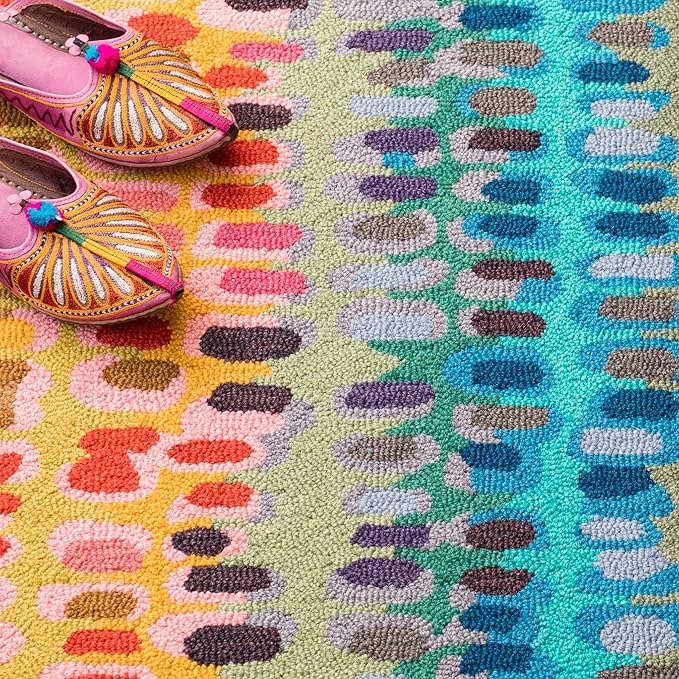 Dash and Albert Paint Chip Wool Area Rug - 6' x 9' Multicolor Graphic Hand Micro Hooked Accent Rug - Durable, High Traffic Areas Hallway, Living Room, Stairs