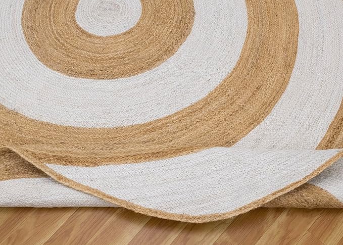 10x18 Oval Kilim Rug – Solid White Beige Flatweave Rug, Handmade Boho Style, Hand Braided Jute Oval Carpet, 0.27" Thick for Bedroom, Living Room, Dining Room
