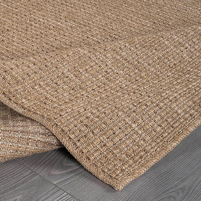 Beverly Rug Easy Jute Natural Rug 6x9 Solid Washable Durable Outdoor Indoor Area Rugs for Living Dining Room Patio Office Stain Resistant Non Shedding Casual Indoor Outside Carpet (6 x 9 Natural)