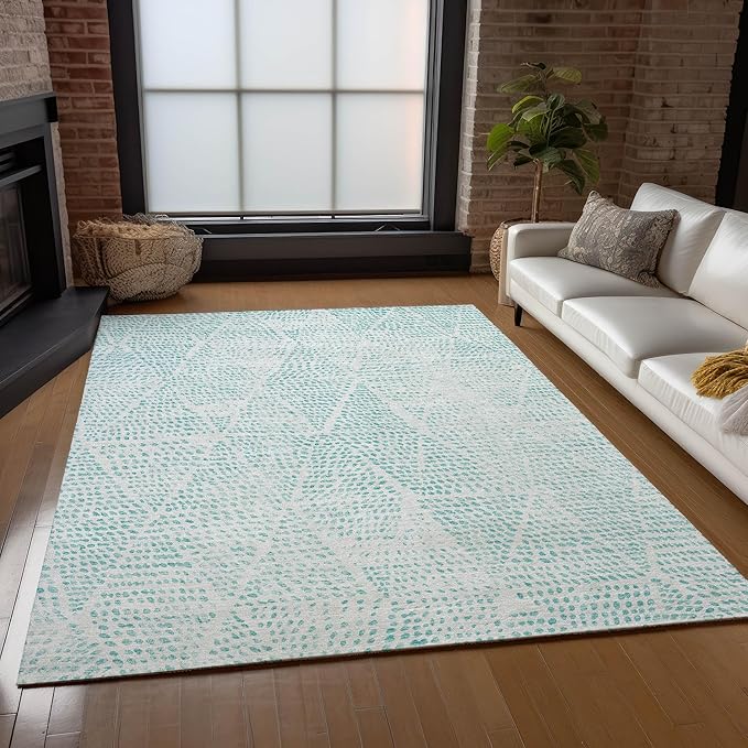 Addison Rugs Chantille ACN591 Aqua 9' x 12' Indoor Outdoor Area Rug, Easy Clean, Machine Washable, Non Shedding, Bedroom, Living Room, Dining Room, Kitchen, Patio Rug