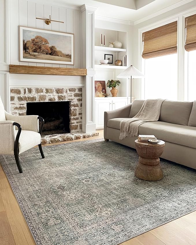 Loloi Chris Loves Julia Jules Collection JUL-08 Emerald/Antique Ivory 2'-0'' x 5'-0'', .13" Pile Height, Accent Rug