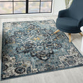 LUXE WEAVERS Moroccan Blue 4x5 Medallion Area Rug for Living Rooms