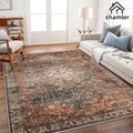 6x9 Washable Area Rug Boho Medallion Distressed Design Non-Shedding Easy Care Ideal for High Traffic Areas in Rugs for Living Room Bedroom Office Kitchen Large Carpet
