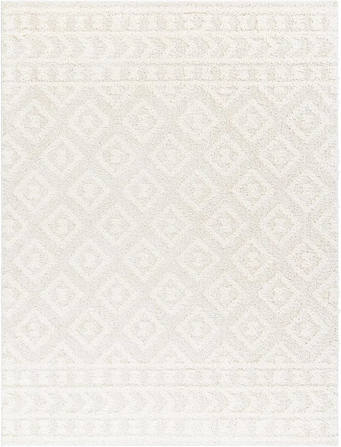 Hauteloom Eivin Living Room, Bedroom Area Rug - Contemporary - Plush Pile - Cream - 18" Sample