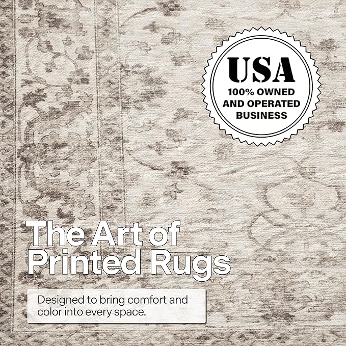 ReaLife Rugs Machine Washable Area Rug Runner - Living Room Bedroom Bathroom Kitchen Entryway Office - Padded Low Pile Stain Resistant Premium - Boho Farmhouse Vintage - BEV - Beige 3' x 5'