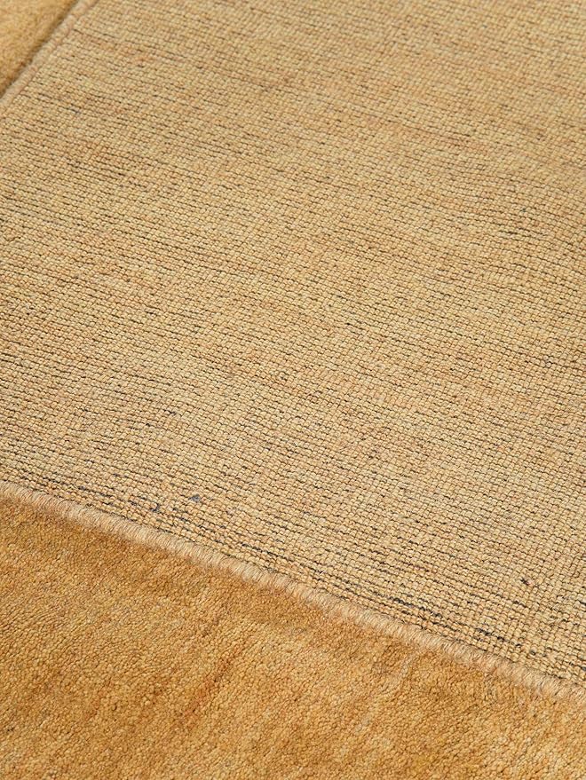 Hand Knotted Loom Wool ECO-Friendly Area Rugs - 6'x6', Square, Gold Color, Solid Plain Design, High Pile Thick Handmade Anti Skid Area Rugs for Living Room, Bed Room (L00111)