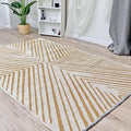Alfa Rich 4x6 Geometric Gold Off White Washable Area Rugs for Living Room Bedroom Kitchen Cotton Rug