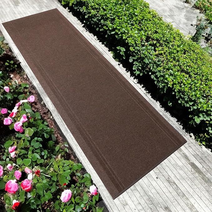 English Home Custom Size Non Slip Striped Design Light Weight Durable PVC Backing Thin Pile Runner Rug (36" x 14')