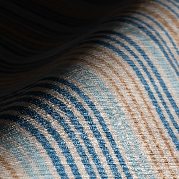 Dash & Albert Tyne Blue Machine Washable Rug, 8.5 X 11.5 Feet, Blue/Tan Stripe Pattern